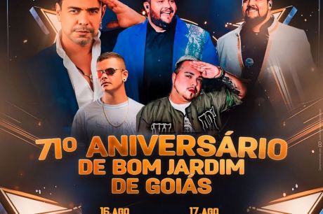 Show de Zezé Di Camargo nesta sexta-feira (16/8) para comemorar aniversário de Bom Jardim-GO