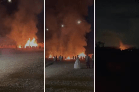 Casamento é interrompido por incêndio causado por fogos de artifício em Goiás