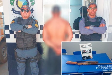 Homem é preso por posse ilegal de arma e violência doméstica em Novo São Joaquim