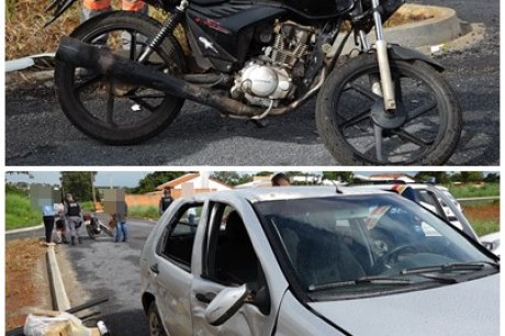 Motociclista sem habilitação sofre acidente grave em cruzamento no Jardim Nova Barra