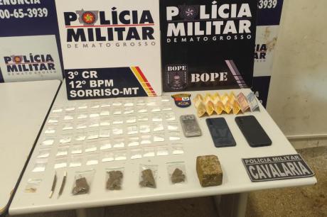 Membro de facção é preso pela Polícia Militar com 65 porções de drogas em Sorriso