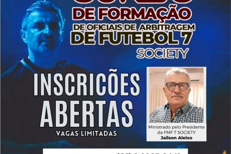 Curso de Arbitragem da Federação Mato-Grossense de Futebol 7 Society é realizado em Barra do Garças Nos dias 28 de fevereiro, 1º e 2 de março.